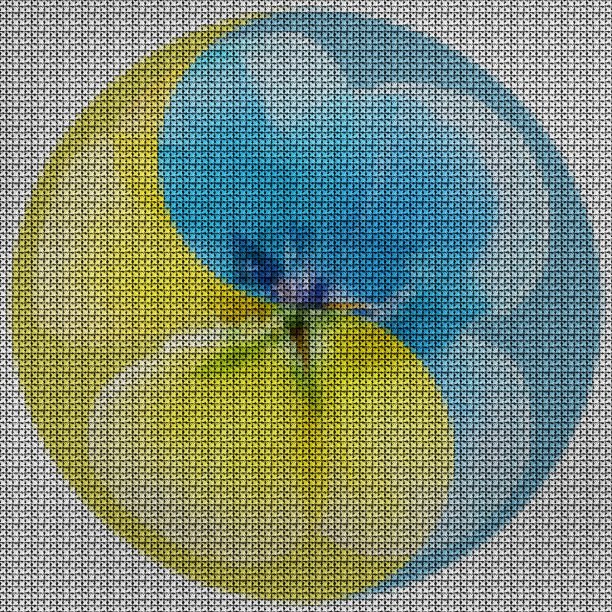 插图十字绣曼荼罗从花。十字绣印花拼贴。曼荼罗——冥想、佛教、印度教、瑜伽的象征。用植物绘制的东方风格的几何图形图片下载