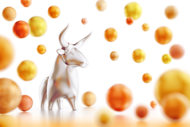 公牛雕像周围的球图片下载