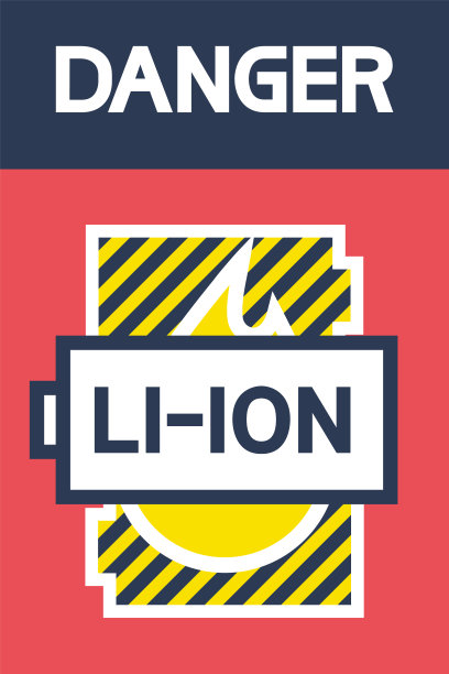危险。锂离子的迹象。图片下载