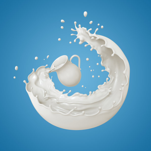 牛奶从白色的罐子里喷溅和倒出图片下载