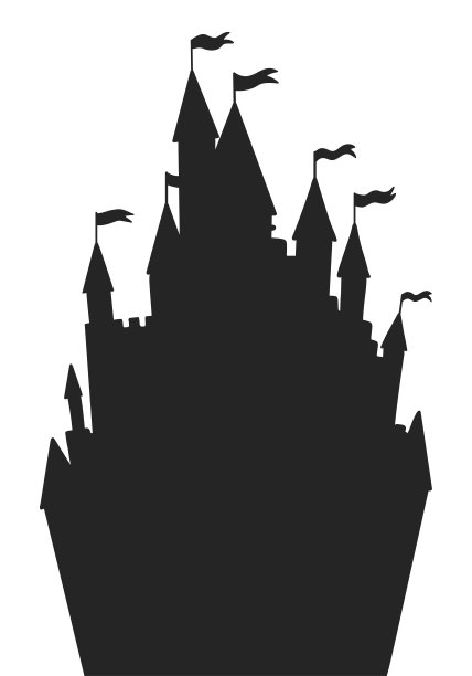 儿童卡通童话城堡剪影。矢量图图片下载