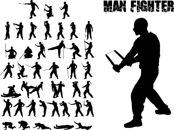 剪影格斗人和武功图片下载