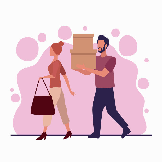 年轻夫妇在购物日的角色图片下载