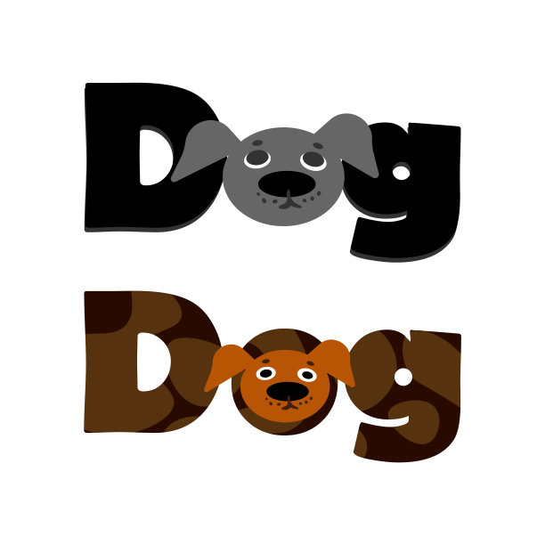 狗设置字母标志颜色隔离图片下载