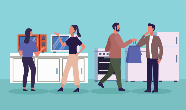 购物日一群人在电器行图片下载