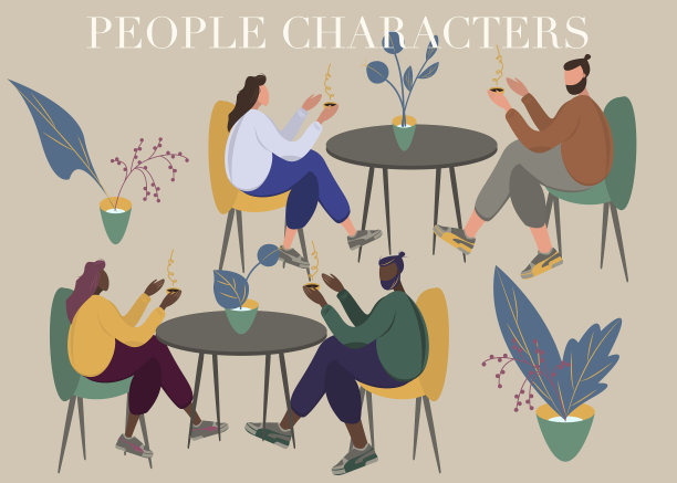 可爱的朋友在里面喝茶或喝咖啡图片下载