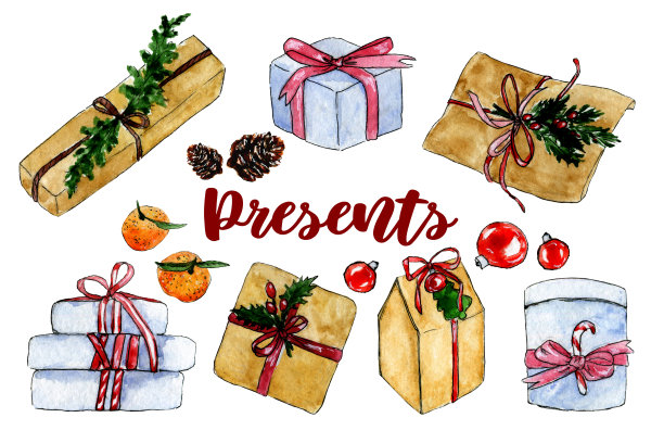 礼品盒和包装好的礼物图片下载