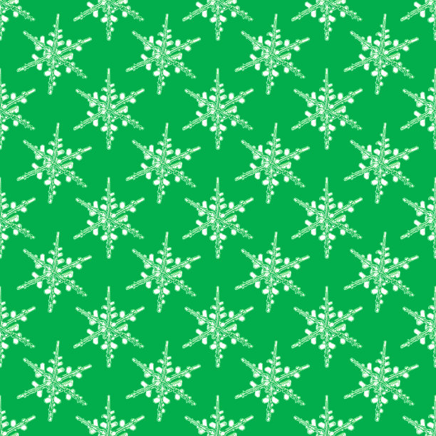 圣诞新年背景无缝图案与雪花在一个绿色的背景图片下载
