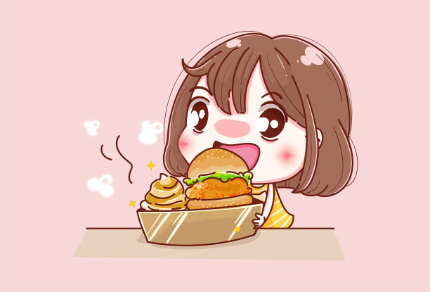 快乐女孩的饮食和性格设计。图片下载