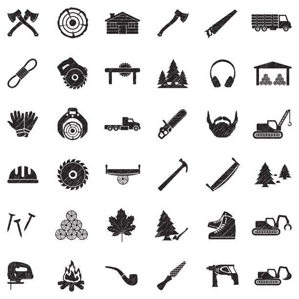 伐木工人图标。黑色涂鸦设计。矢量插图。图片下载