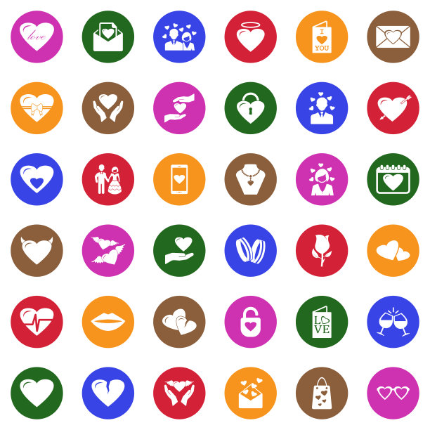 爱的图标。圆形的白色平面设计。矢量插图。图片下载