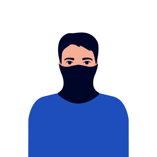 戴着护膝，戴着面罩的年轻人。对病毒和感染的保护。安全、健康的呼吸面罩。矢量图图片下载