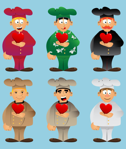 厨师手里拿着红心。图片下载