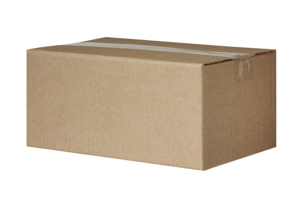 封闭的棕色盒子孤立在白色背景。图片下载