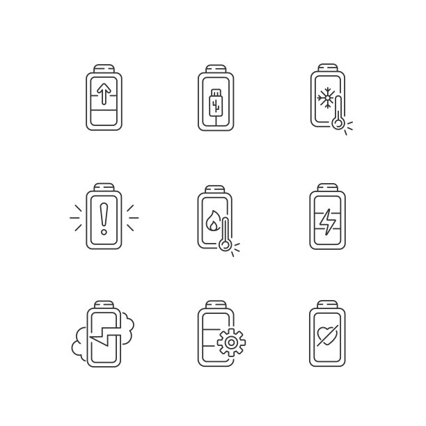 电池问题线性图标设置图片下载