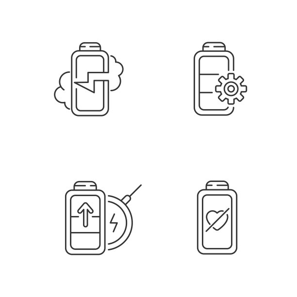 正确的电池使用线性图标设置图片下载