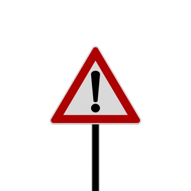 金属杆上隔离红色路标图片下载