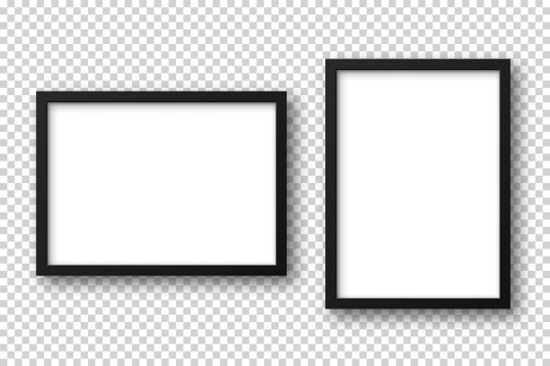 真实的相框孤立在透明的背景。空白海报模型。空的相框。矢量图图片下载