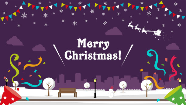 圣诞公园风景矢量横幅插图(冬季)图片下载