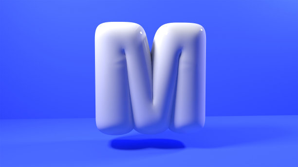 3d蓝色泡沫塑料上的蓝色背景字母m图片下载