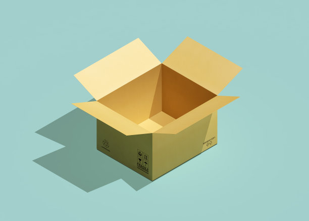 纸箱等距视图。三维渲染图片下载