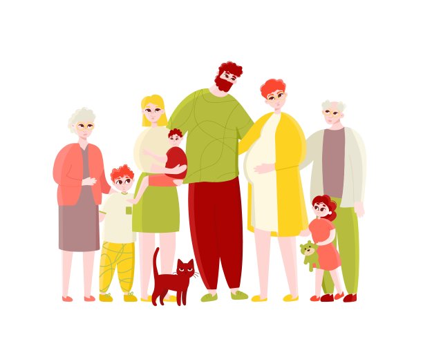 白色背景下的全家福图片下载