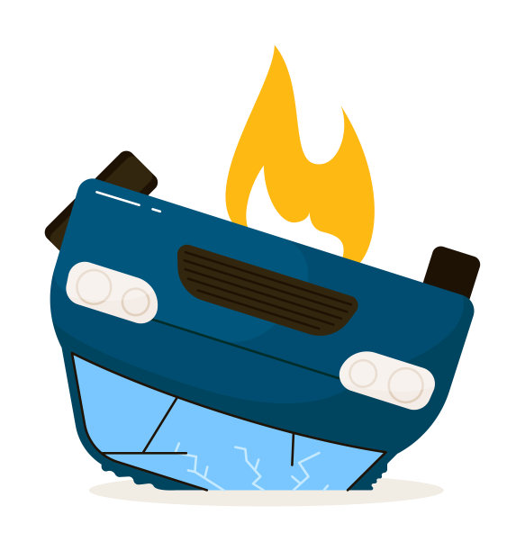 汽车翻转躺在屋顶孤立的白色背景图片下载