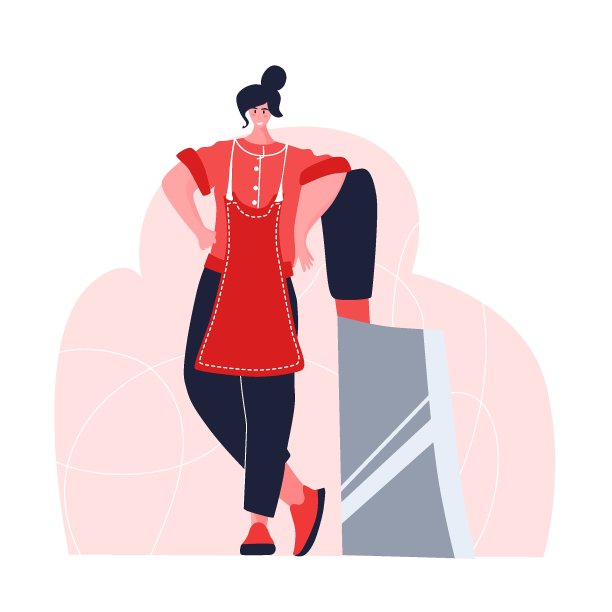 屠夫的女人。女性的职业。制品肉类市场工作人员。孤立的矢量图图片下载