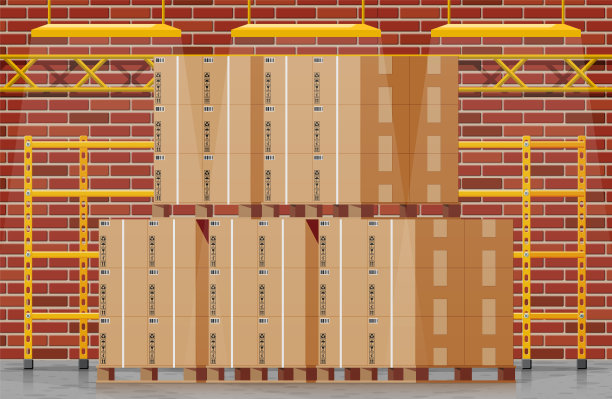 仓库内部有货物和集装箱图片下载