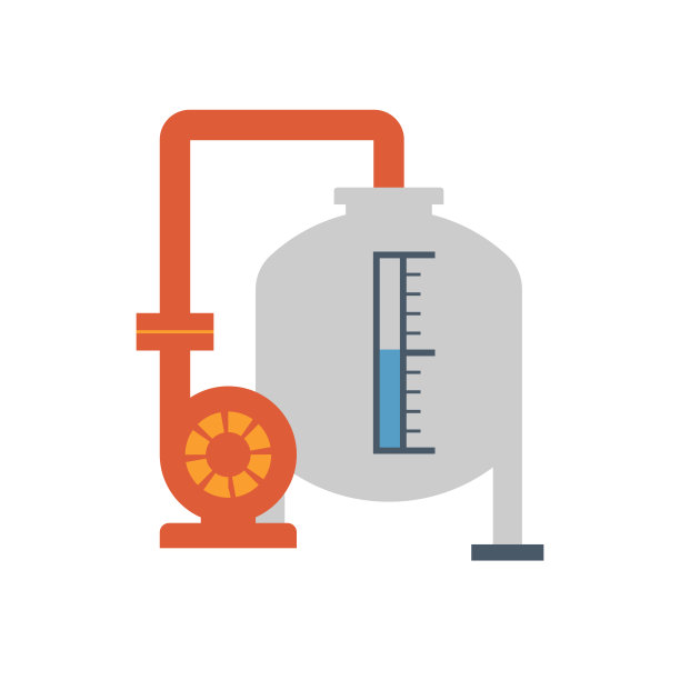 水箱和水泵矢量图标设计。图片下载