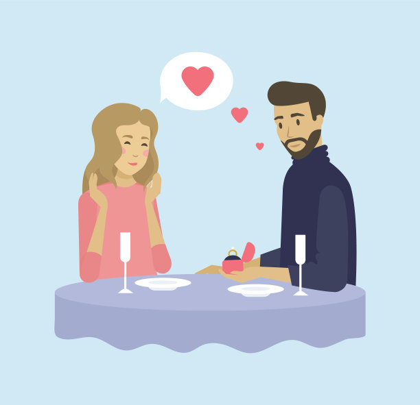 情侣约会求婚恋爱矢量素材图片下载