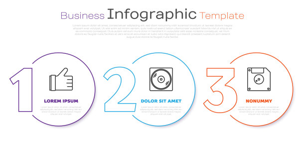设置线手状、黑胶盘和软盘，用于计算机数据存储。业务信息模板。向量图片下载