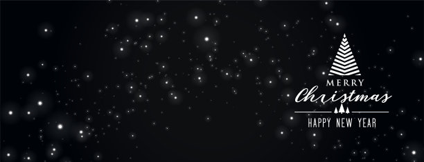闪闪发光的黑色横幅圣诞快乐图片下载