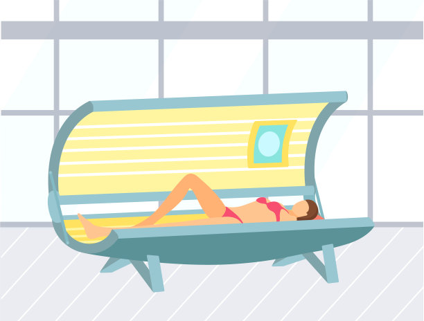 晒黑皮肤，女人在日光，美容沙龙向量图片下载