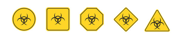 危险警告图标设置为平面。化学危险品标志。向量孤立图片下载