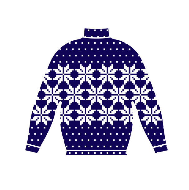 冬季暖毛衣手工制作，针织套衫，红色。女毛衣，男毛衣，男女皆宜的毛衣。设计-雪花，驯鹿提花图案。圣诞节，新年，股票矢量图片下载