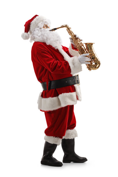 圣诞老人吹萨克斯风的全身像图片下载