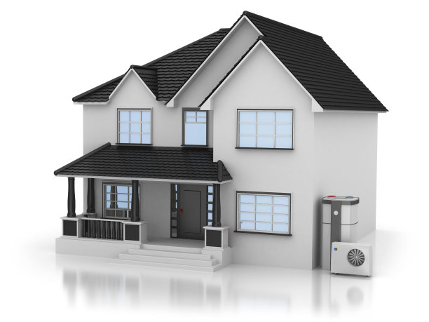 带有空气热泵的现代住宅图片下载