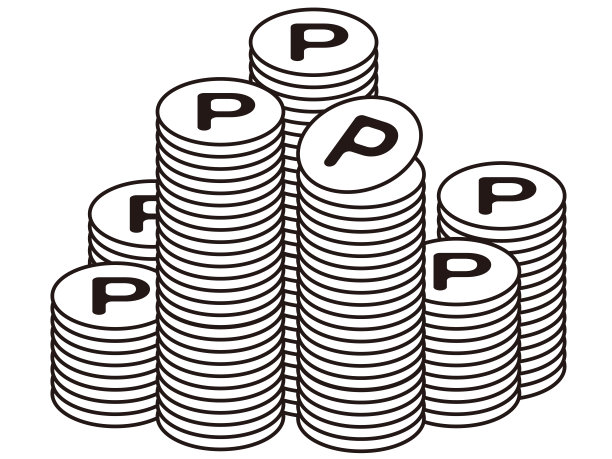 很多单色的点币整齐地堆在一起。图片下载