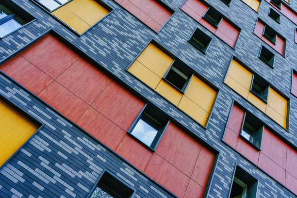 彩色的现代住宅建筑的墙壁图片下载