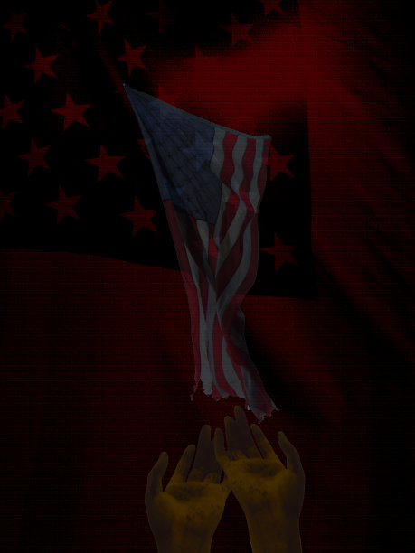 祈祷手和美国国旗图片下载