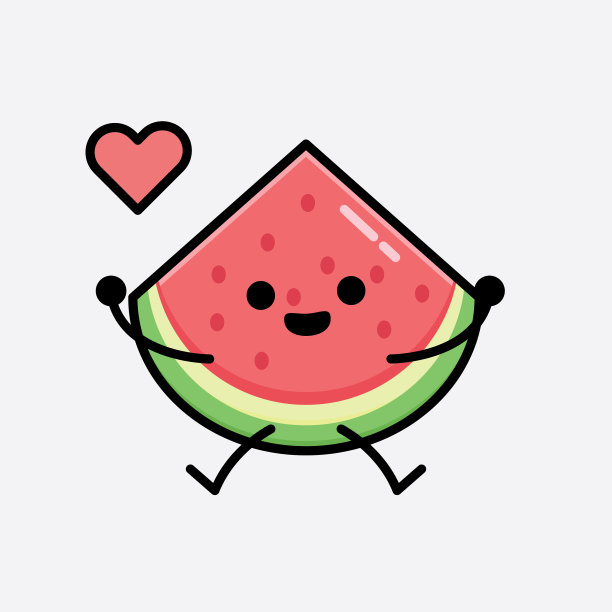 可爱的西瓜吉祥物人物在平面设计图片下载