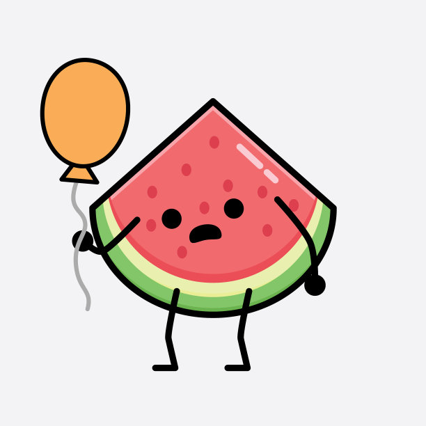 可爱的西瓜吉祥物人物在平面设计图片下载
