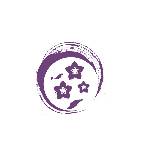 樱花笔刷艺术风格的标志和标志及图标图片下载