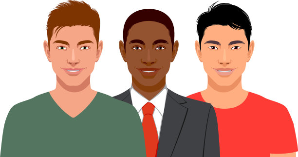 设置三个不同种族的人图片下载