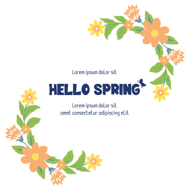 可爱的框架你好春天贺卡的概念图片下载