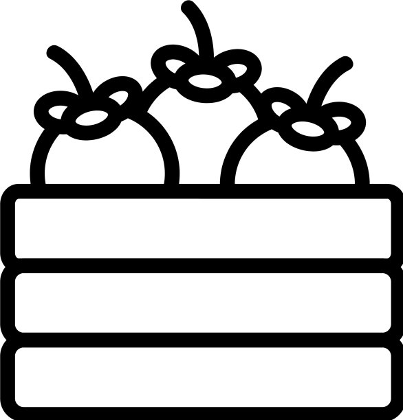 山竹在木盒子图标轮廓图片下载