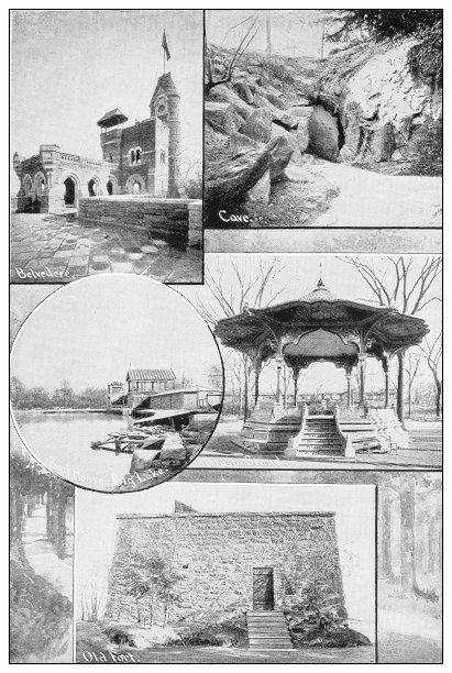 纽约的古董黑白照片:中央公园图片下载