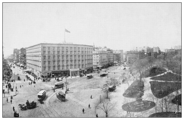 纽约的古董黑白照片:第五大道酒店图片下载