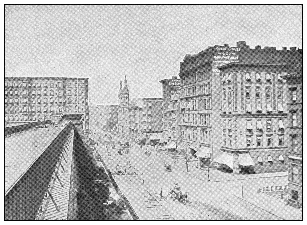 纽约的古董黑白照片:第五大道图片下载